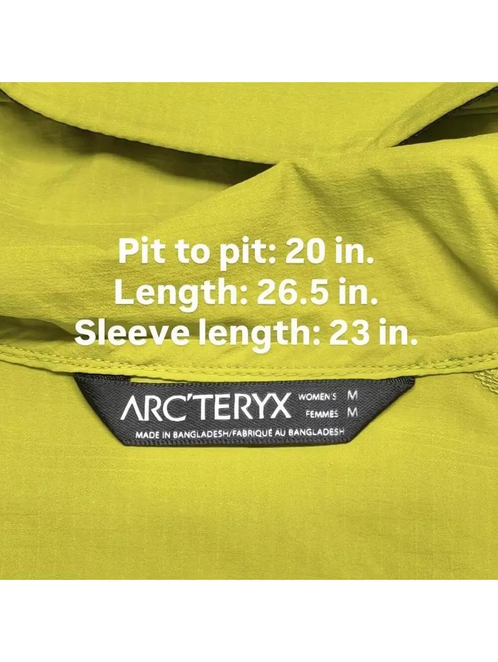 Arc'teryx Squamish Hoody Women's Small Yellow Windbreaker Jacket Light Full Zip - Picture 6 of 8